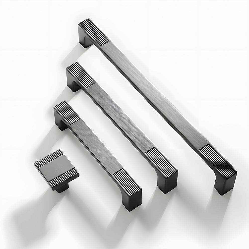 Square Textured Gold & Black Drawer Handles
