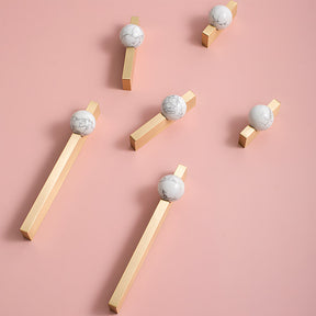 Natural Crystal Sphere Brass Cabinet Handles