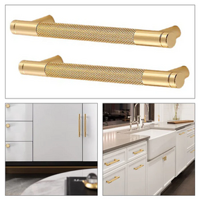 Modern Gold Knurled Bar Pull Handles