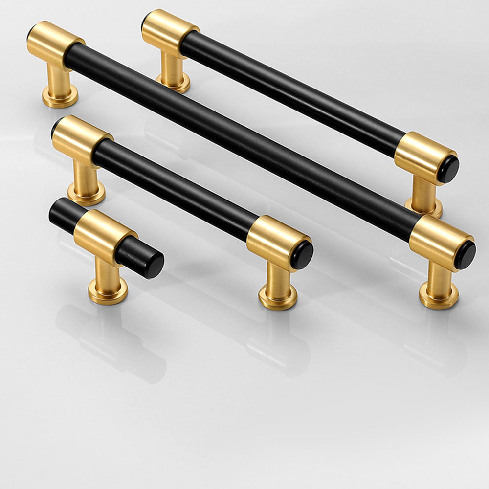 Zinc Alloy Black+Gold Drawer Door Cabinet Handles