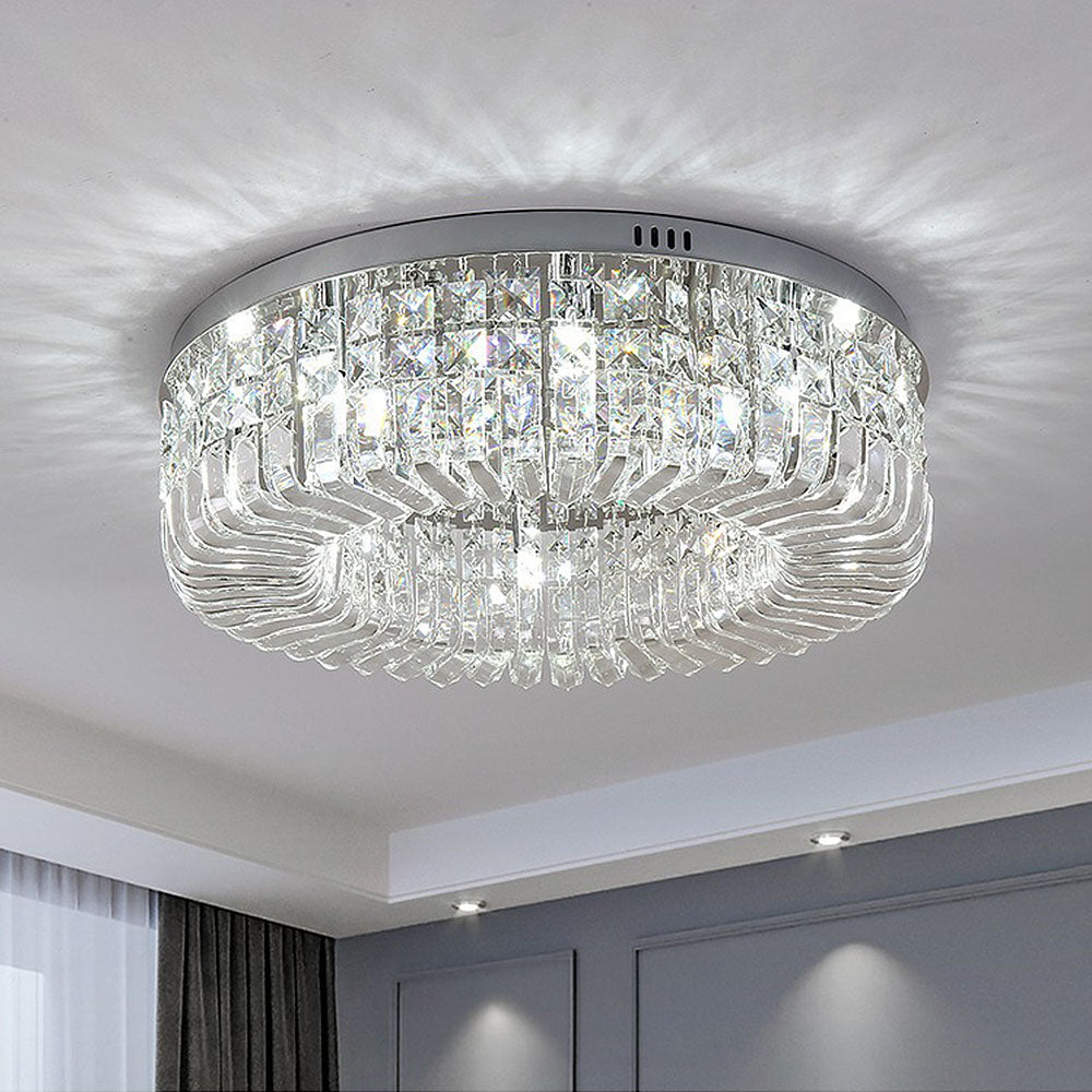 Modern Round Crystal Ceiling Light for Living Room Bedroom Hallway