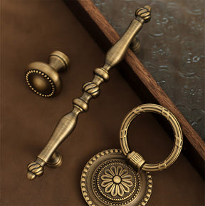 Vintage Solid Brass Spindle Cabinet Handles