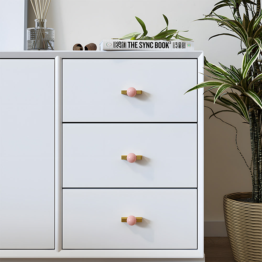 Natural Crystal Sphere Brass Cabinet Handles