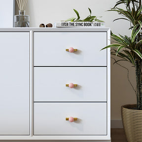 Natural Crystal Sphere Brass Cabinet Handles