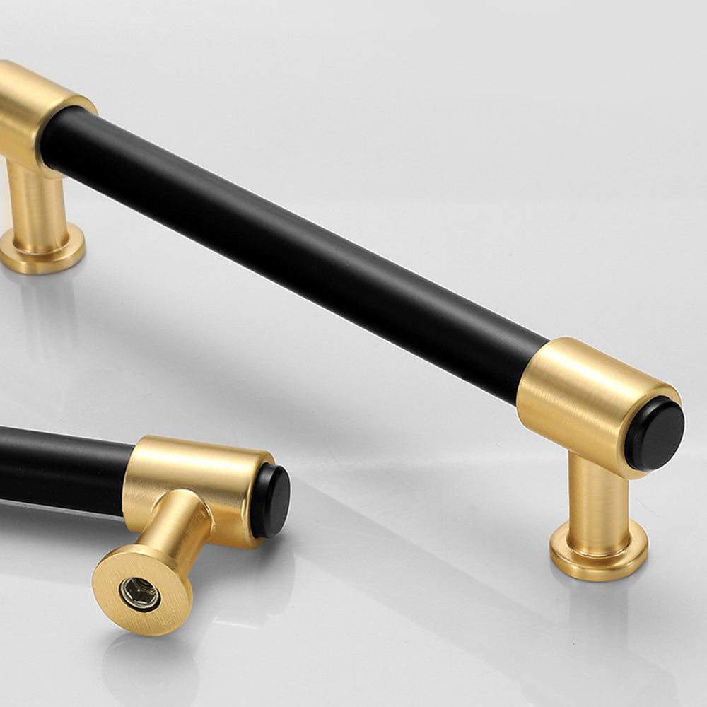 Zinc Alloy Black+Gold Drawer Door Cabinet Handles