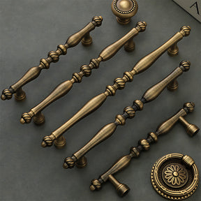 Vintage Solid Brass Spindle Cabinet Handles