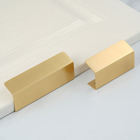 Modern Gold Brass Hidden Finger Cabinet Pulls