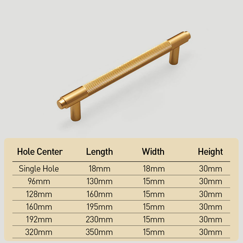 Modern Gold Cabinet Drawer Knurled Pulls
