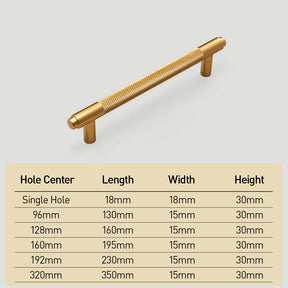Modern Gold Cabinet Drawer Knurled Pulls