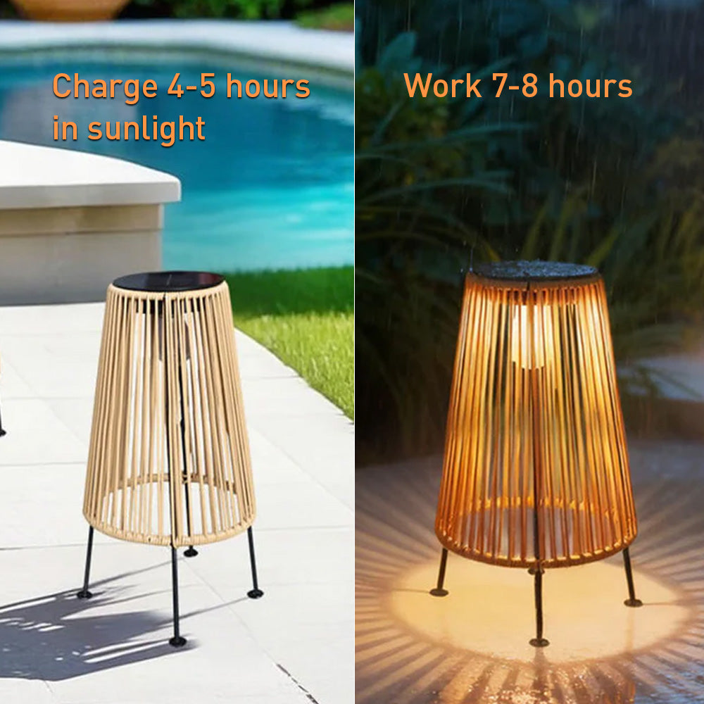 Creative Wicker Solar Lantern Outdoor Waterproof Floor Lamp