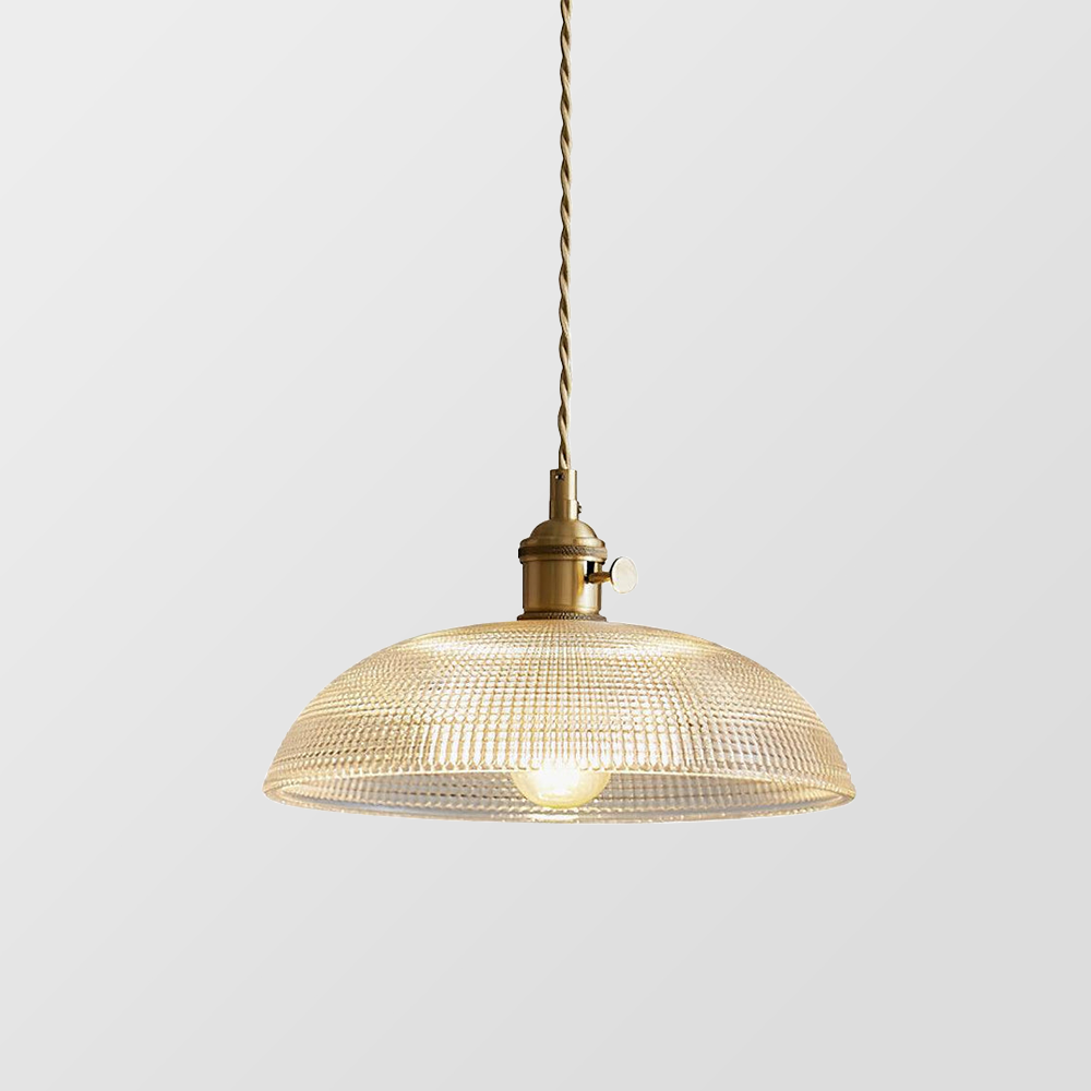Vintage Glass Ribbed Pendant Light