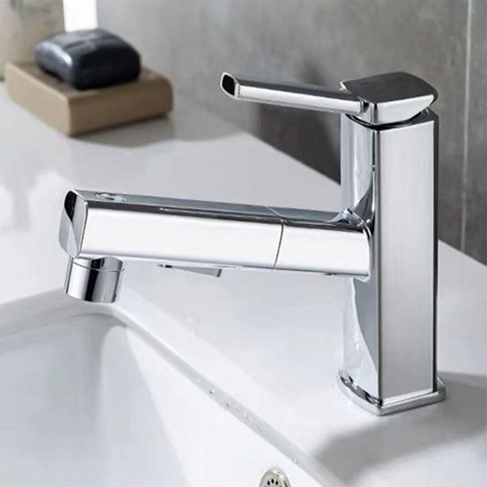 2 Modes Square Pull-Out Bathroom Basin Tap_Sliver