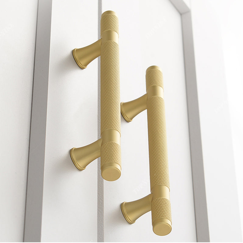 Solid Brass Knurled Cupboard Bar Handles