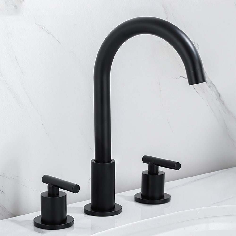 Brass Widespread 2-handle Sink Tap_Black