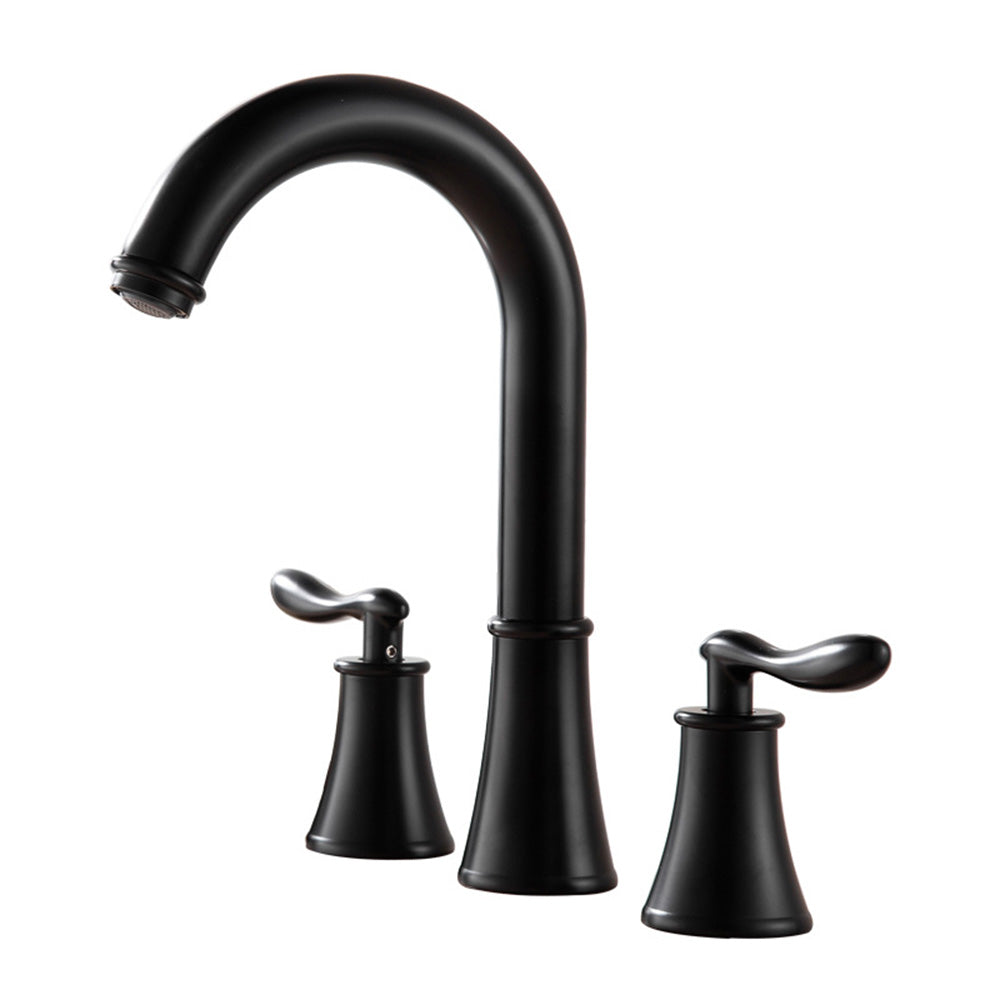 360 Degree Swivel Spout 3 Holes Bathroom Tap_Black