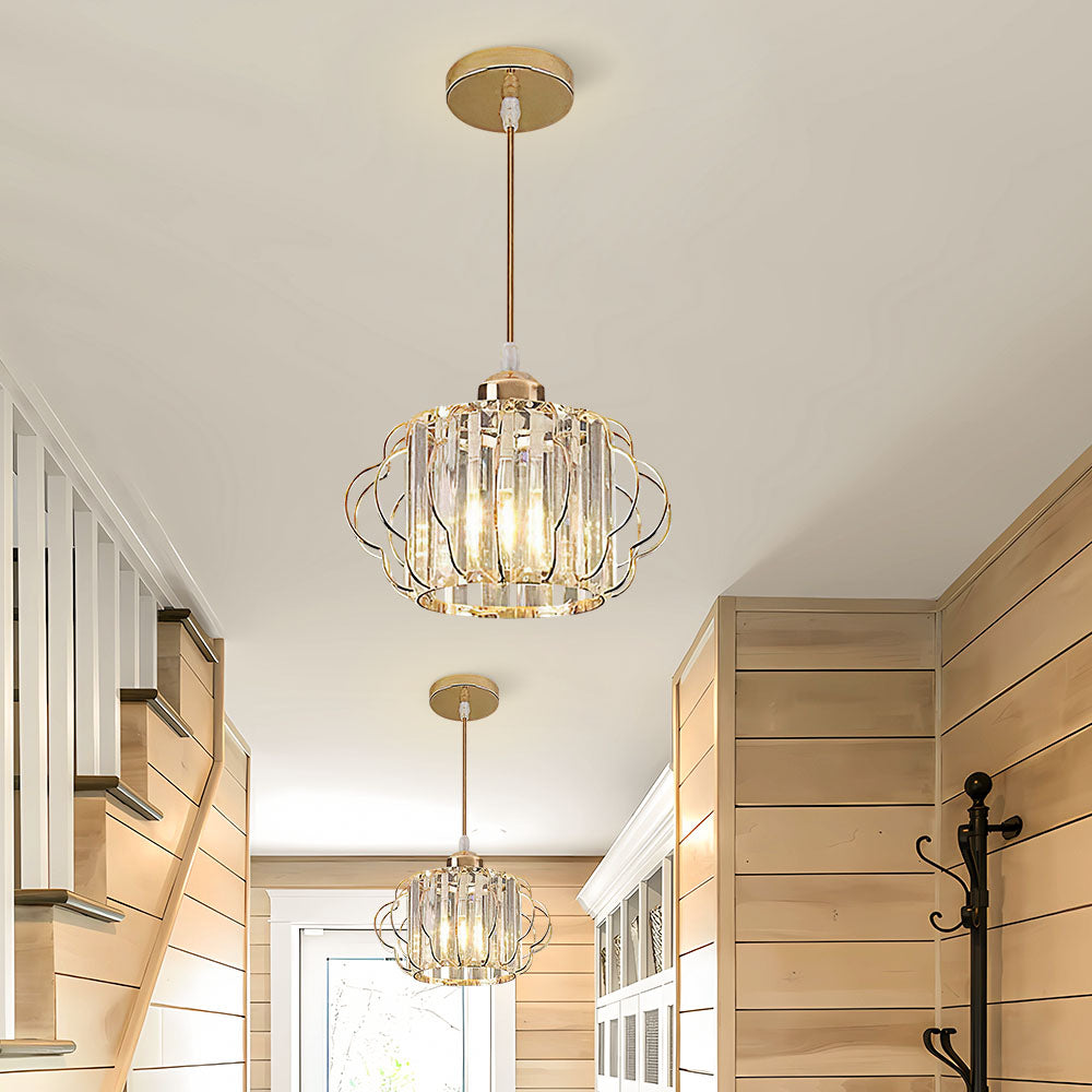 Luxurious Curved Iron Crystal Hallway Ceiling Light