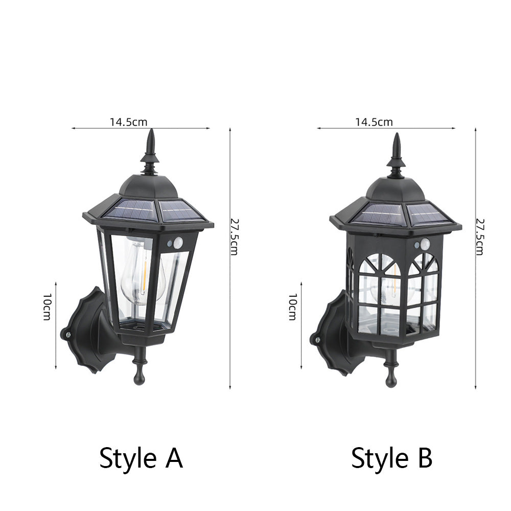 IP44 Vintage 3 Mode Sensor Solar Wall Lamp for Patio Garden Decor