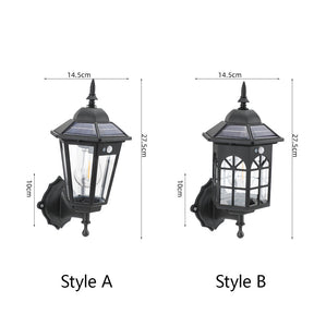 IP44 Vintage 3 Mode Sensor Solar Wall Lamp for Patio Garden Decor