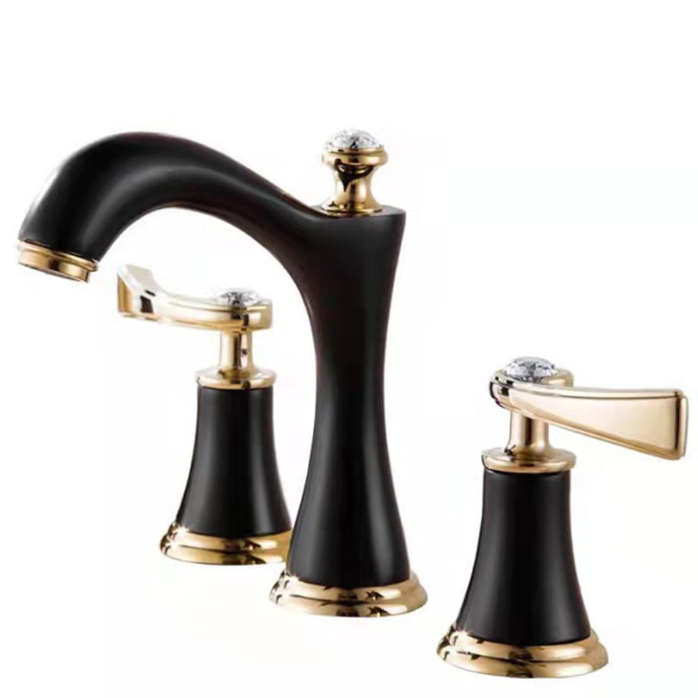 Three-Hole Copper Deck Mounted Basin Tap_Black