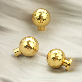 Modern Gold Brass Hammer Pattern Cabinet Knobs