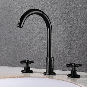 Modern 2-handle Brass Widespread Bathroom Tap_Black