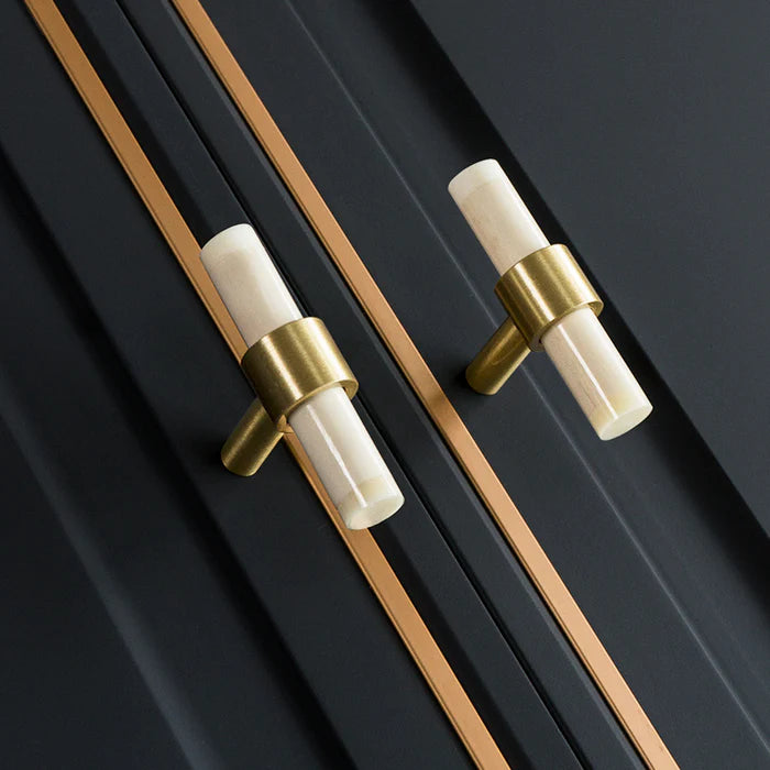 Bone and Horn T Bar Brass Cabinet Handles