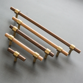 Wooden Cabinet Handles With Brass Base