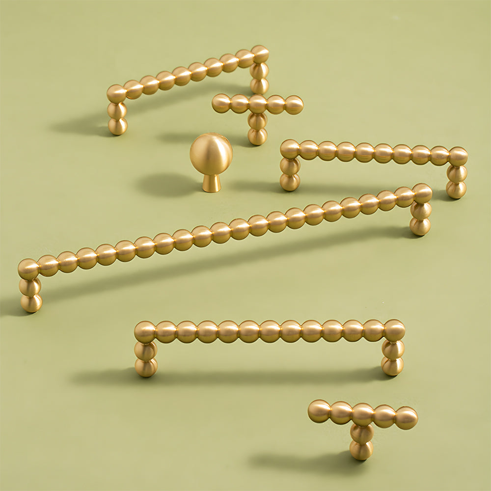 Vintage Spherical Brass Kitchen Cabinet Handles