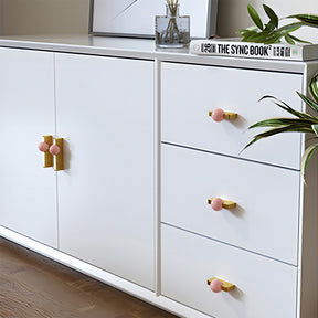 Natural Crystal Sphere Brass Cabinet Handles