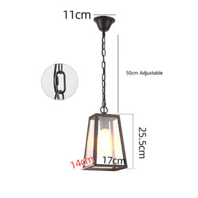 Vintage IP65 Lantern Exterior Hanging Ceiling Light Fixture with Glass Shade