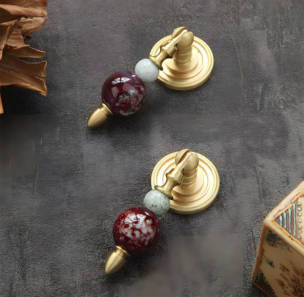 Solid Brass & Natural Stone Drop Pendant Cabinet Knobs