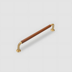 French Elegant Cowhide and Brass Cabinet Door Handle