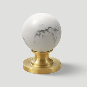 Vintage Walnut Wood Marble Cabinet Knob