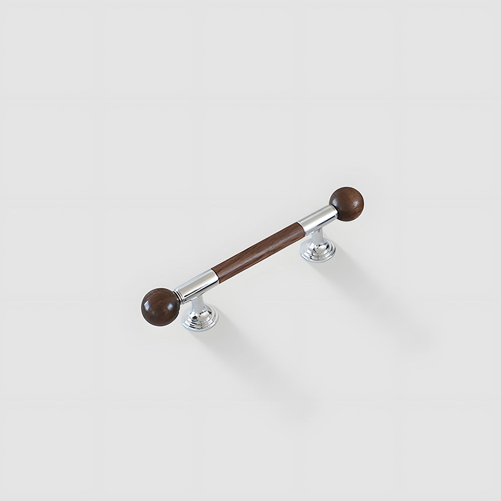 Medieval Brass Round Wooden Head Cabinet Handles