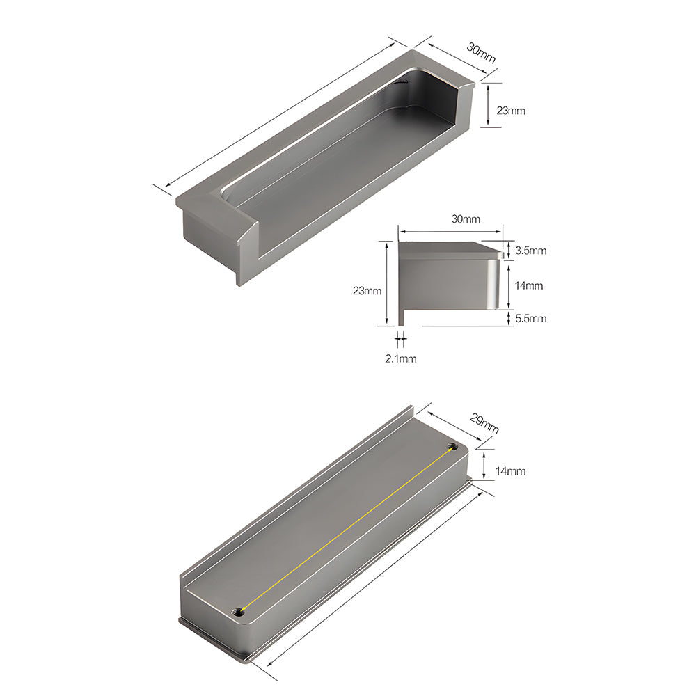 Modern Square Recessed Flush Finger Pulls for Cabinet