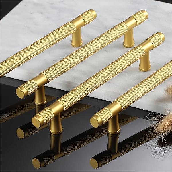 Solid Brass Knurled Cupboard Bar Handles