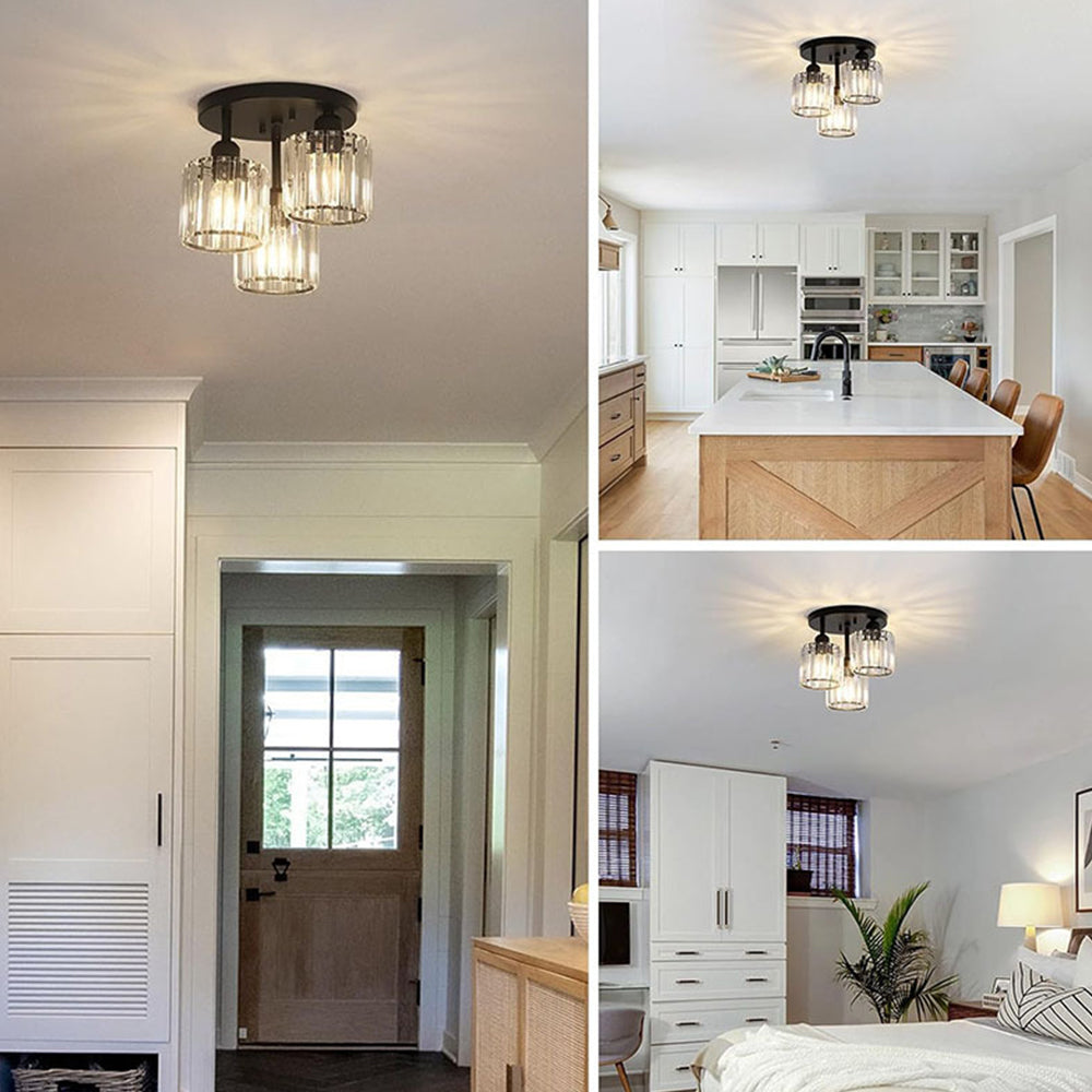 Modern Crystal Semi Flush Rounded Bedroom Ceiling Lights