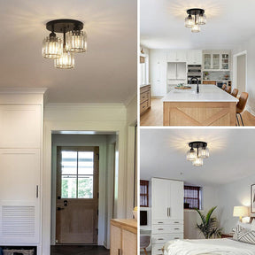 Modern Crystal Semi Flush Rounded Bedroom Ceiling Lights