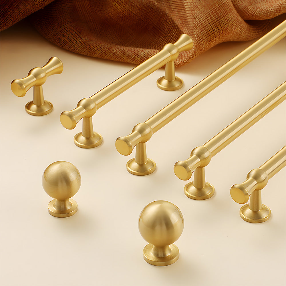 Smooth Brass Gold Solid Wardrobe Pull Handles