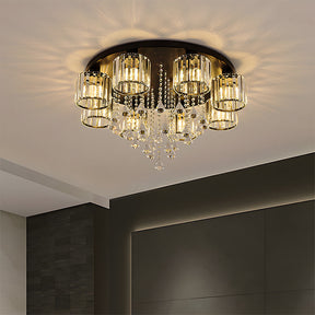 Modern Multi Light Crystal Semi Flush Ceiling Light