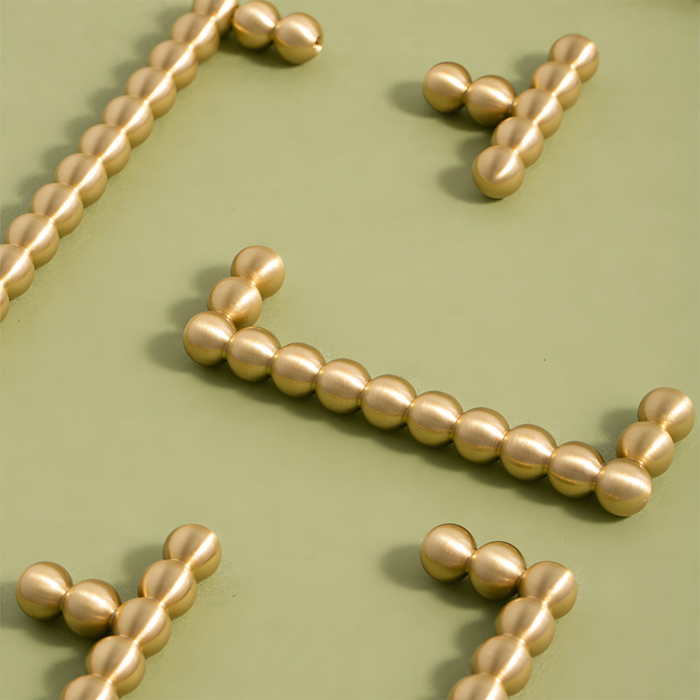 Vintage Spherical Brass Kitchen Cabinet Handles