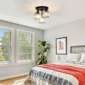 Modern Crystal Semi Flush Rounded Bedroom Ceiling Lights