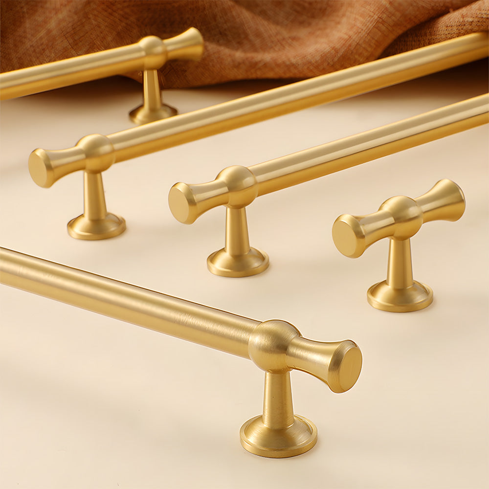 Smooth Brass Gold Solid Wardrobe Pull Handles