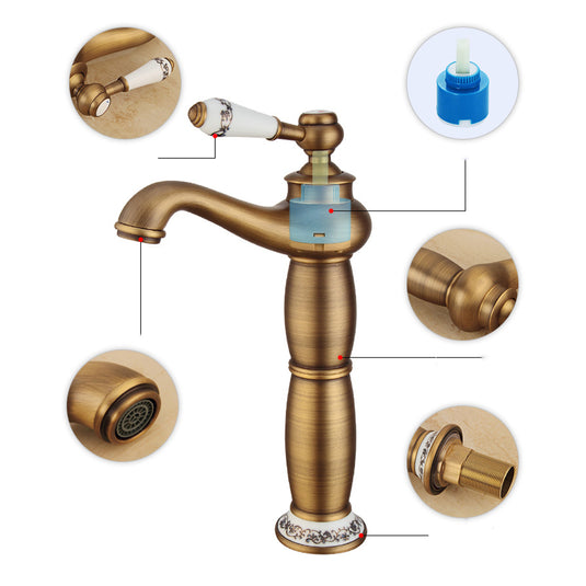 Traditional Solid Brass Single Hole Basin Tap_Bronze