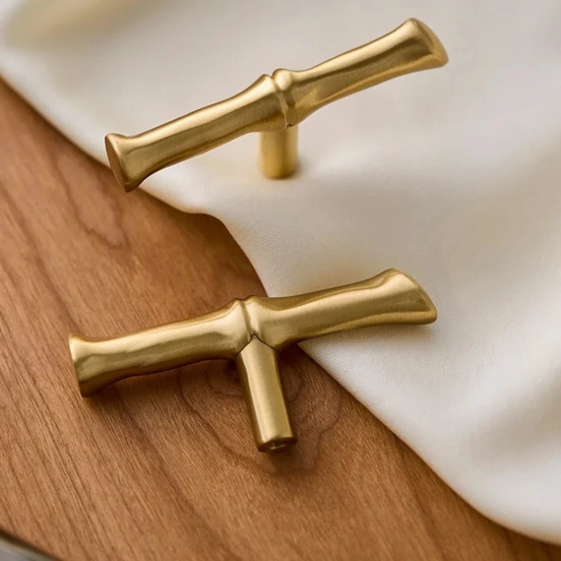 Bamboo Modern Brass Cabinet Handles