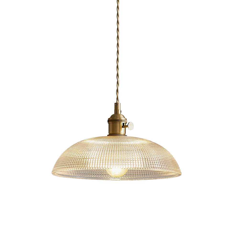 Vintage Glass Ribbed Pendant Light