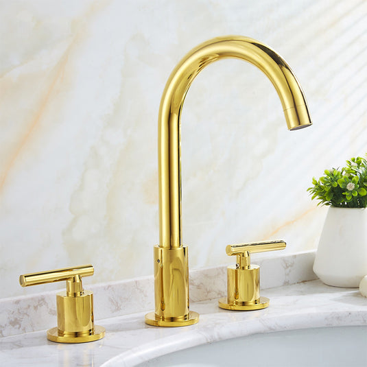 Brass Widespread 2-handle Sink Tap_Gold