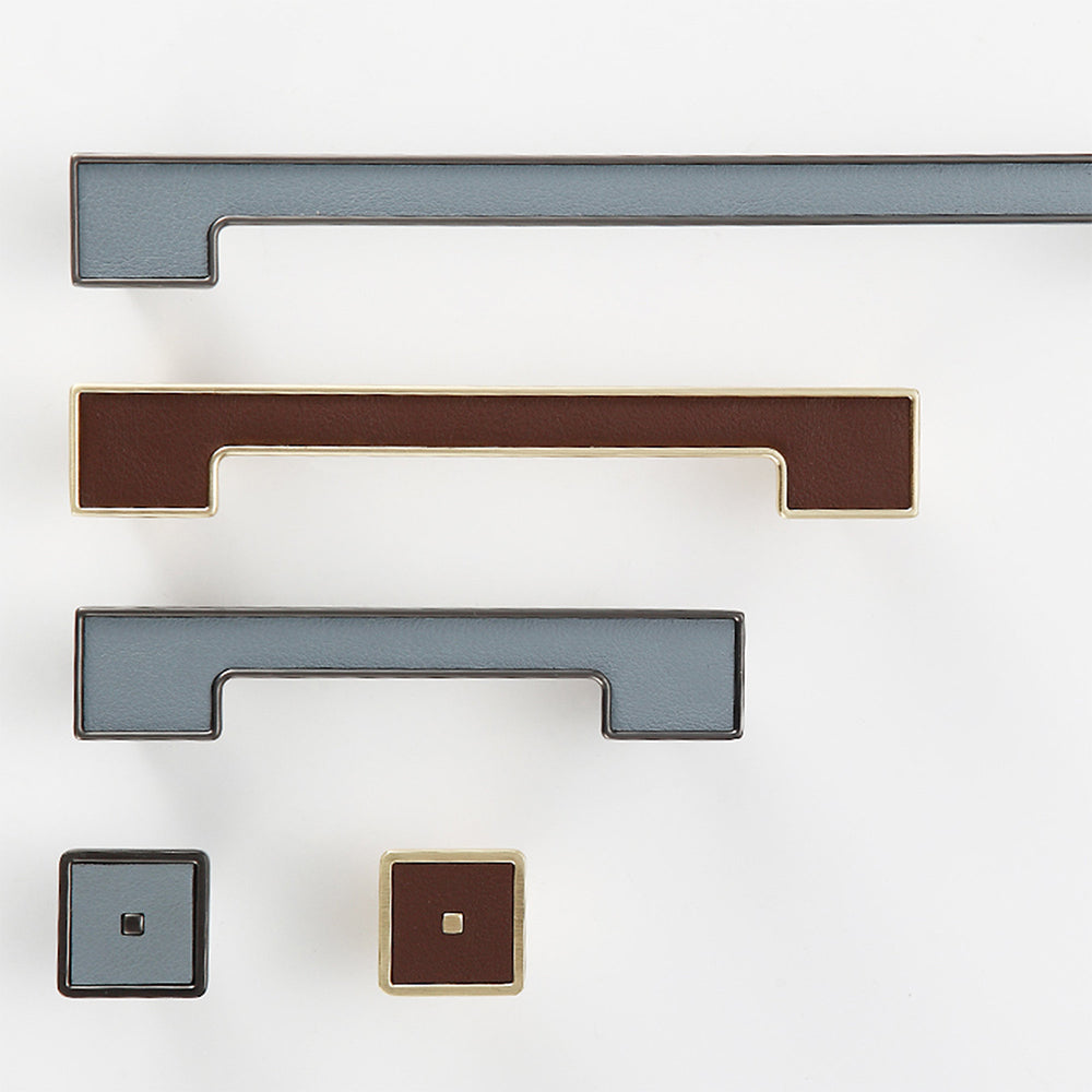 Modern Square Leather Cabinet Handles