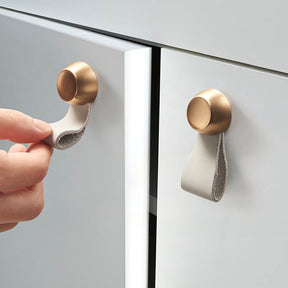 Modern Design Leather Cabinet Drawer Handles and Knobs