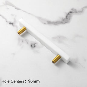 Light Luxury Marble Brass Square Cabinet Handles